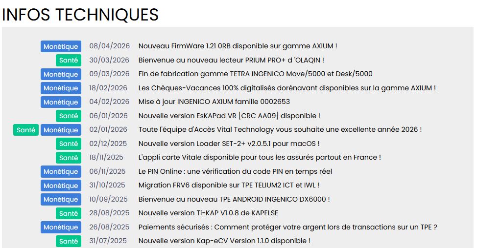 actualit&eacute;s techniques